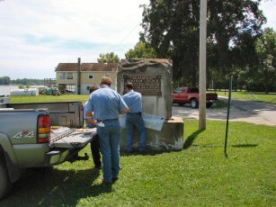 Grandview Aluminum Employees Reinstalling Plaque